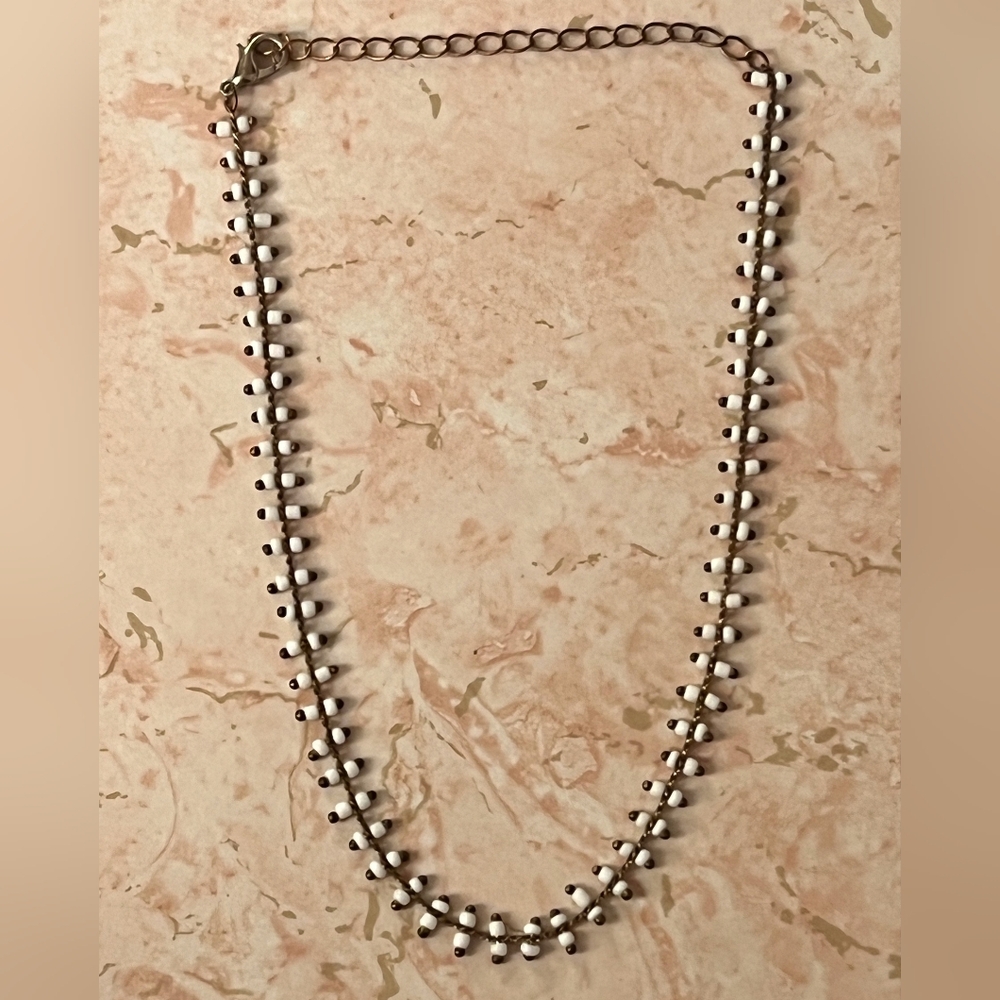 Chic Black and White Beaded Necklace